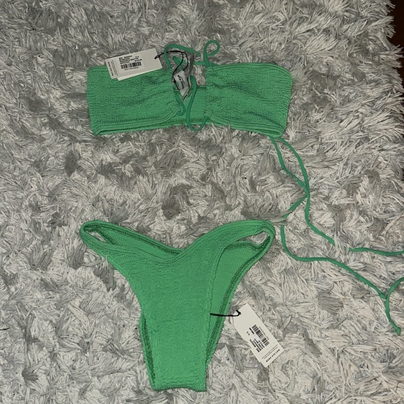 🌴 Brand New! Bond-eye Swim Apple Green Margarita Bandeau Multi-way Eco Bikini - Picture 8 of 15